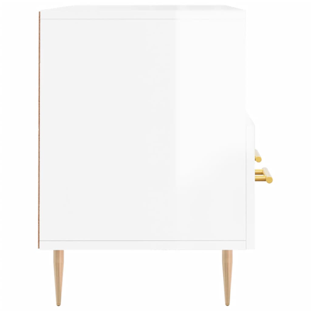 Mobile Porta TV Bianco Lucido 102x36x50 cm in Legno Multistrato 829022