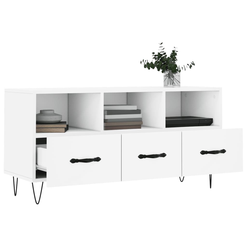 Mobile Porta TV Bianco 102x36x50 cm in Legno Multistrato 829028