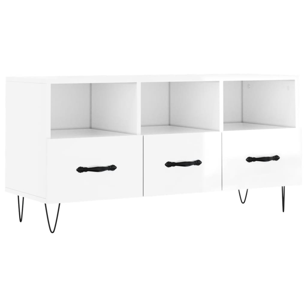 Mobile Porta TV Bianco Lucido 102x36x50 cm in Legno Multistratocod mxl 103936