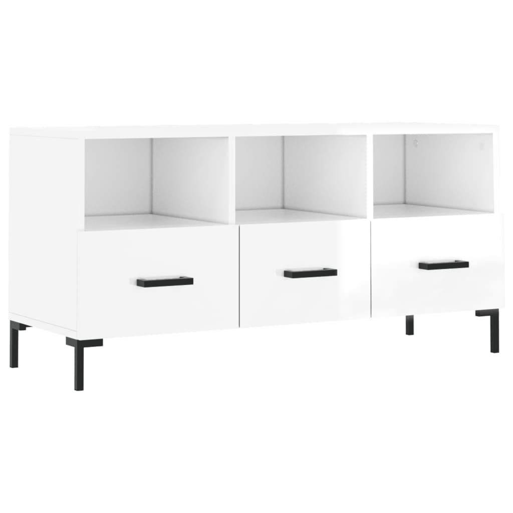 Mobile Porta TV Bianco Lucido 102x36x50 cm in Legno Multistratocod mxl 80000