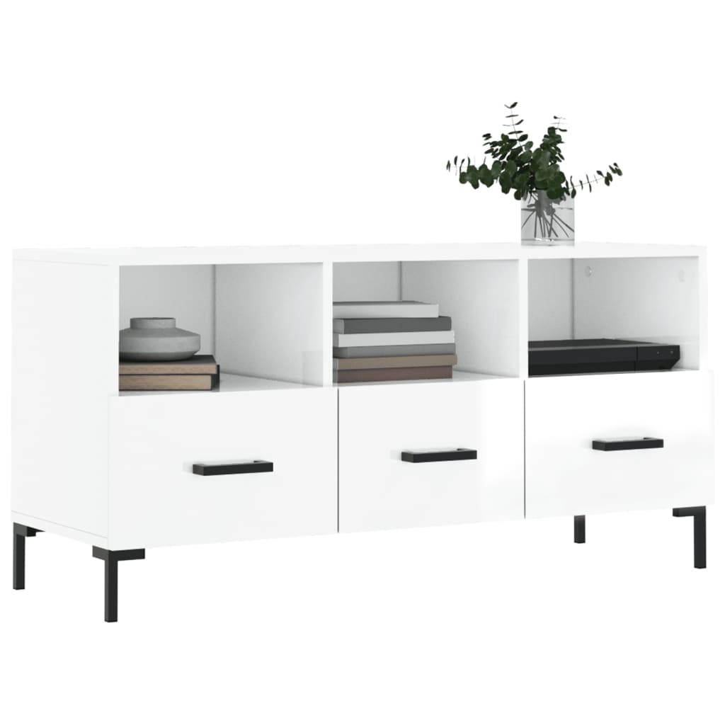 Mobile Porta TV Bianco Lucido 102x36x50 cm in Legno Multistratocod mxl 80000