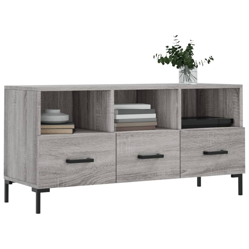 Mobile TV Grigio Sonoma 102x36x50 cm in Legno Multistrato 829042