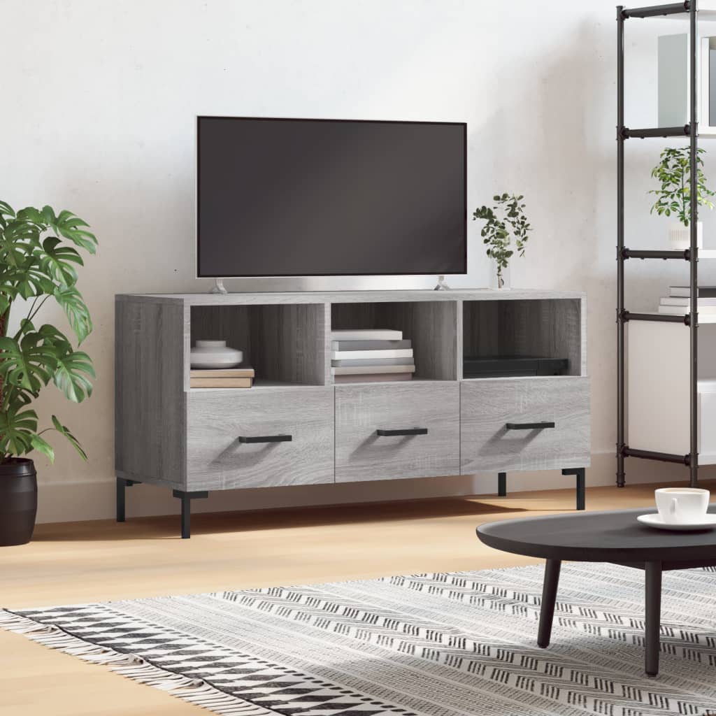 Mobile TV Grigio Sonoma 102x36x50 cm in Legno Multistrato 829042