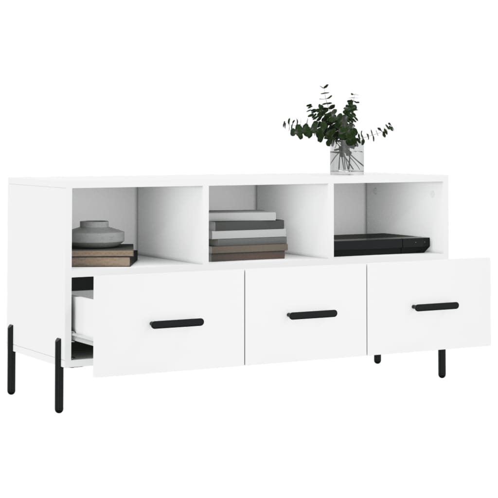 Mobile Porta TV Bianco 102x36x50 cm in Legno Multistrato 829044