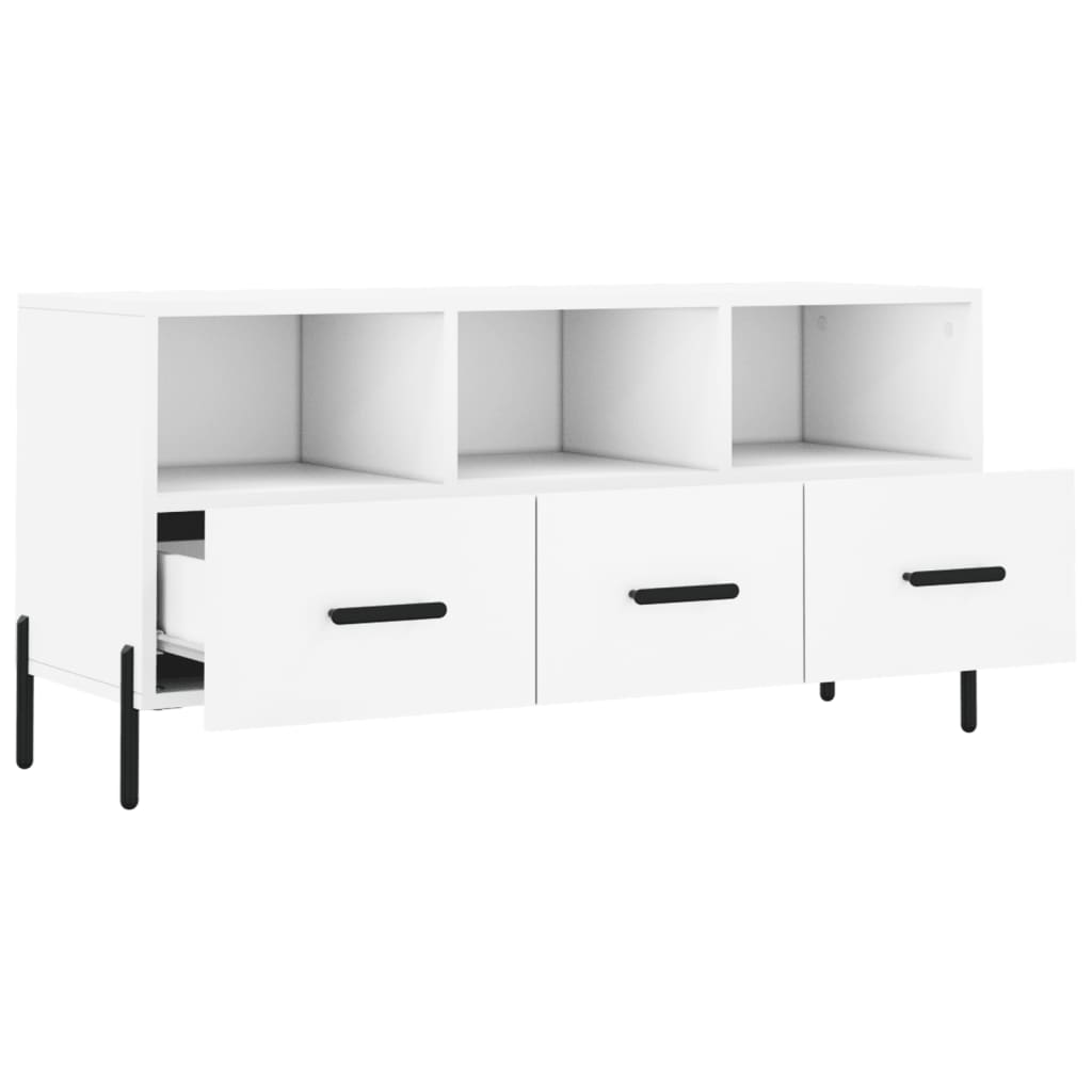 Mobile Porta TV Bianco 102x36x50 cm in Legno Multistrato 829044