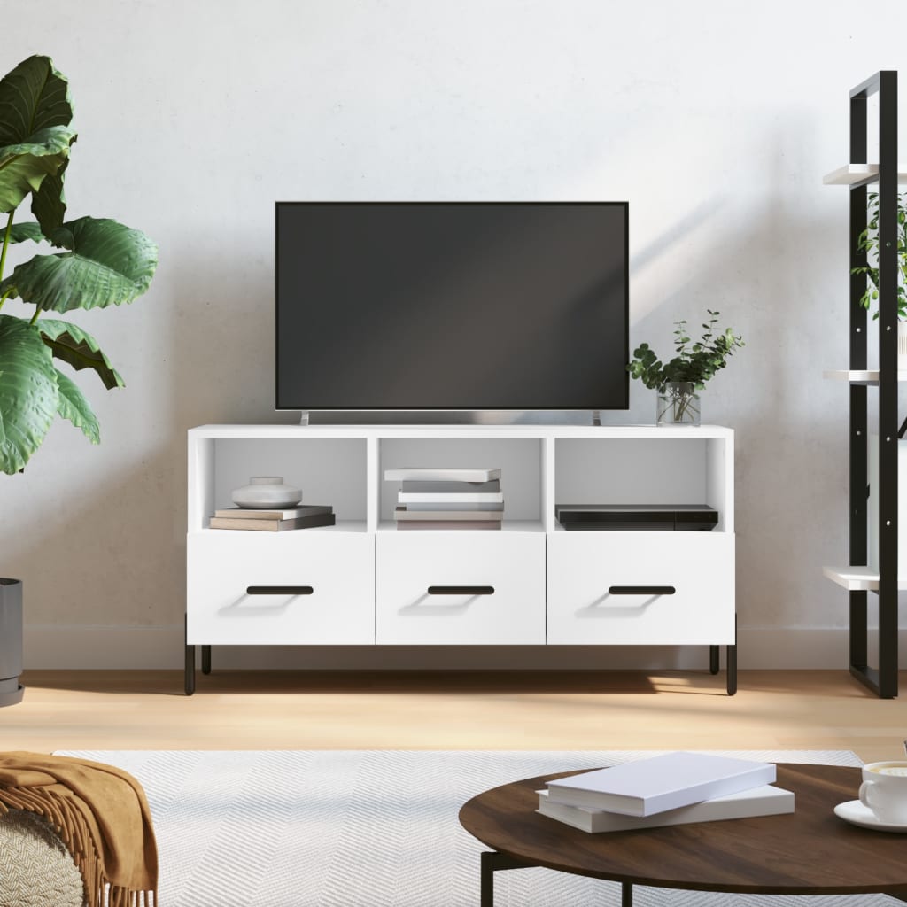 Mobile Porta TV Bianco 102x36x50 cm in Legno Multistrato 829044