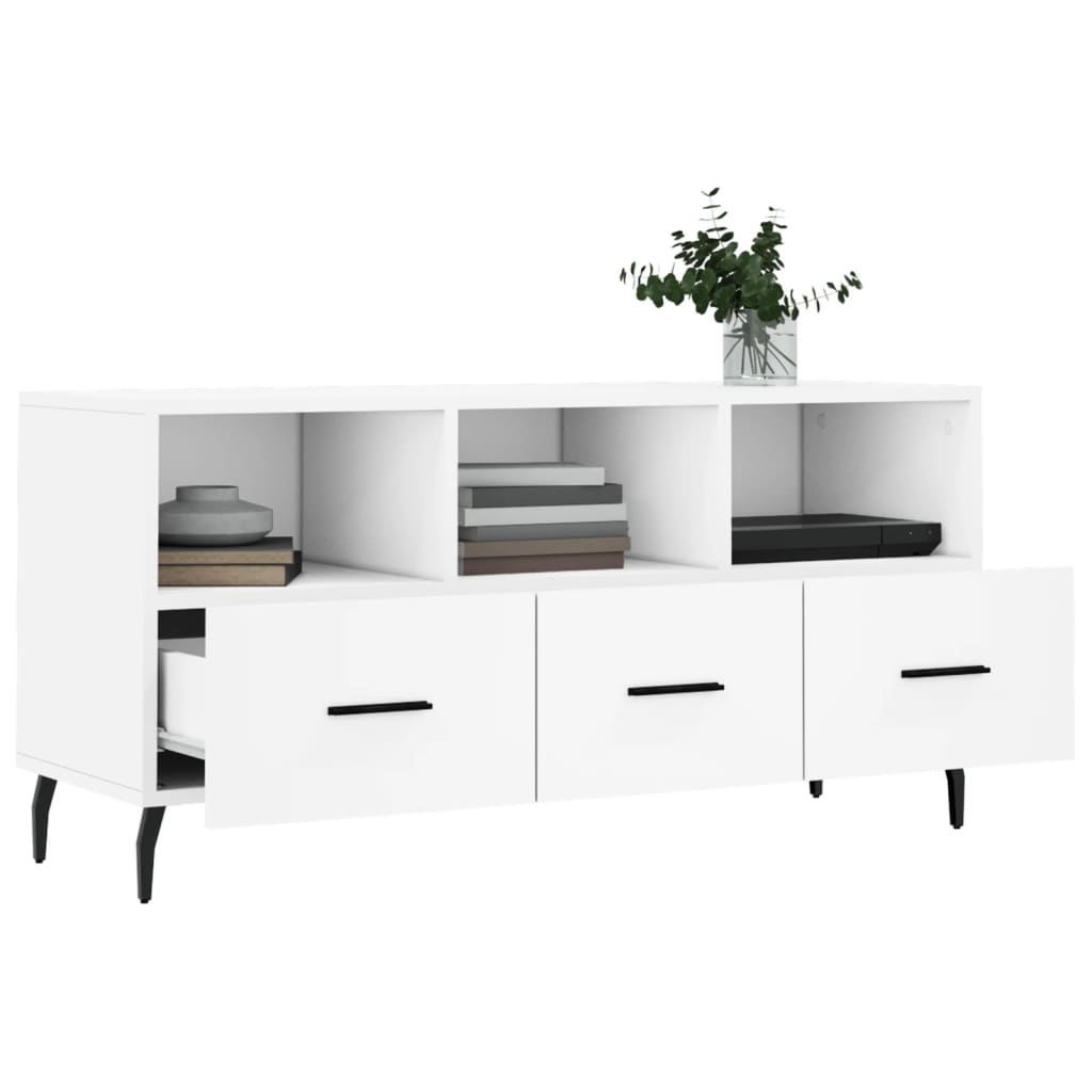 Mobile Porta TV Bianco 102x36x50 cm in Legno Multistrato 829052