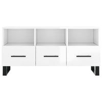 Mobile Porta TV Bianco Lucido 102x36x50 cm in Legno Multistrato 829062