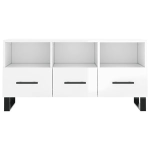 Mobile Porta TV Bianco Lucido 102x36x50 cm in Legno Multistrato 829062