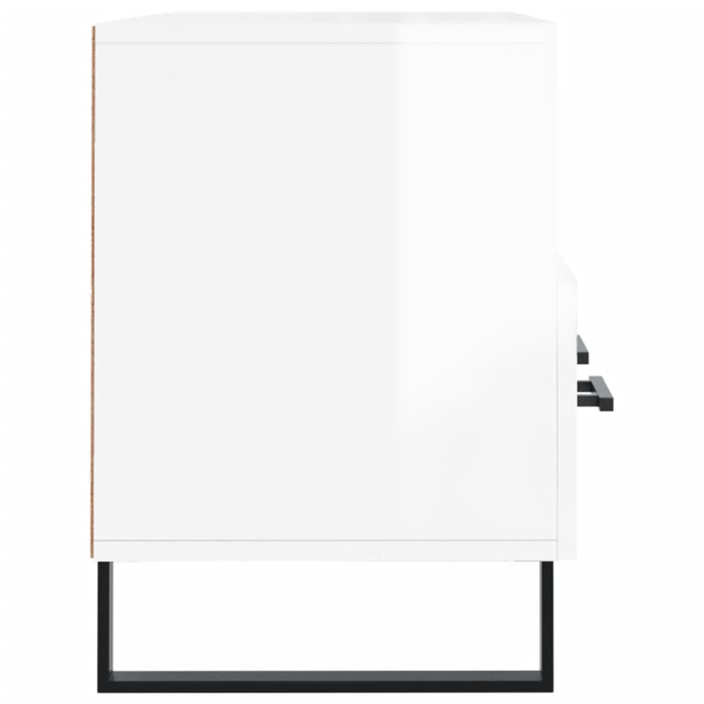 Mobile Porta TV Bianco Lucido 102x36x50 cm in Legno Multistrato 829062