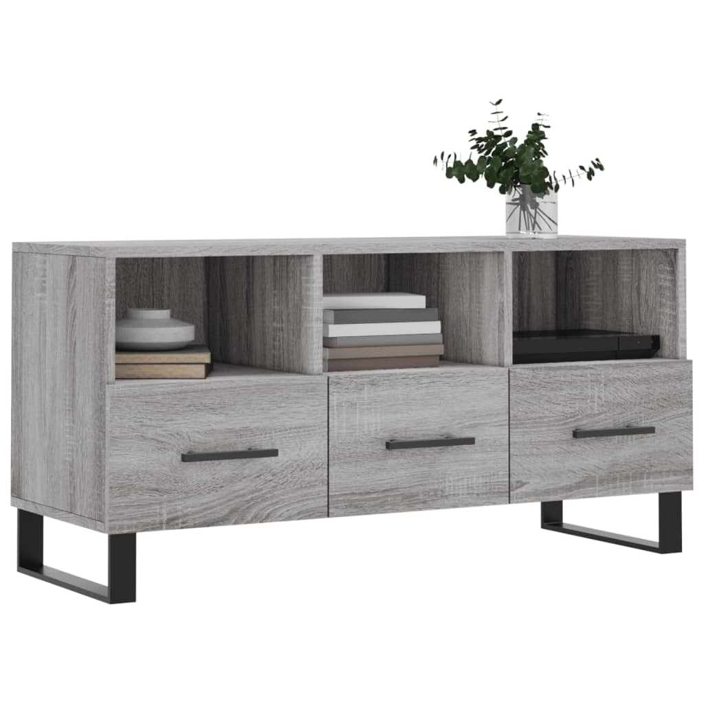 Mobile TV Grigio Sonoma 102x36x50 cm in Legno Multistrato 829066