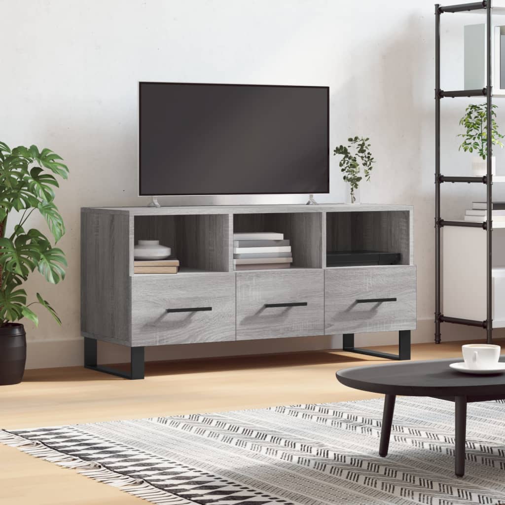 Mobile TV Grigio Sonoma 102x36x50 cm in Legno Multistrato 829066