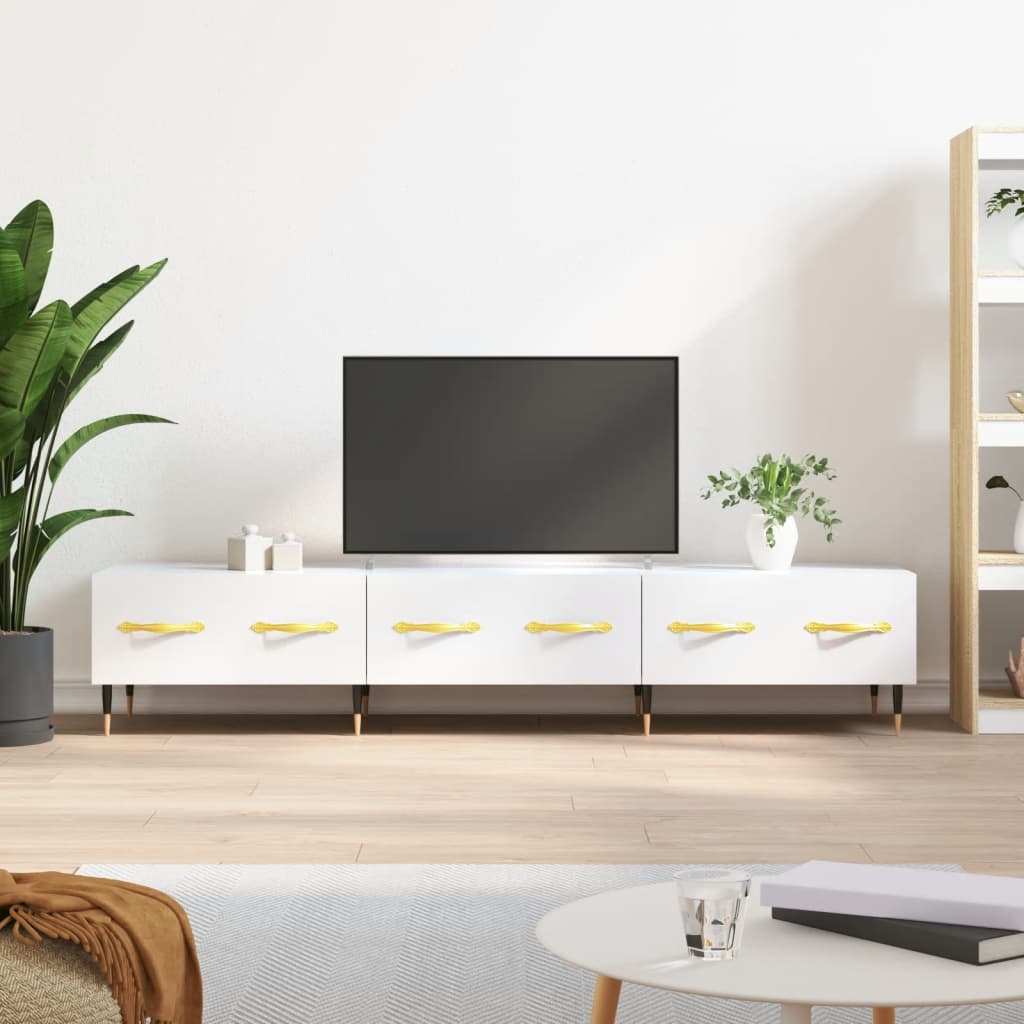 Mobile Porta TV Bianco Lucido 150x36x30 cm in Legno Multistratocod mxl 80043