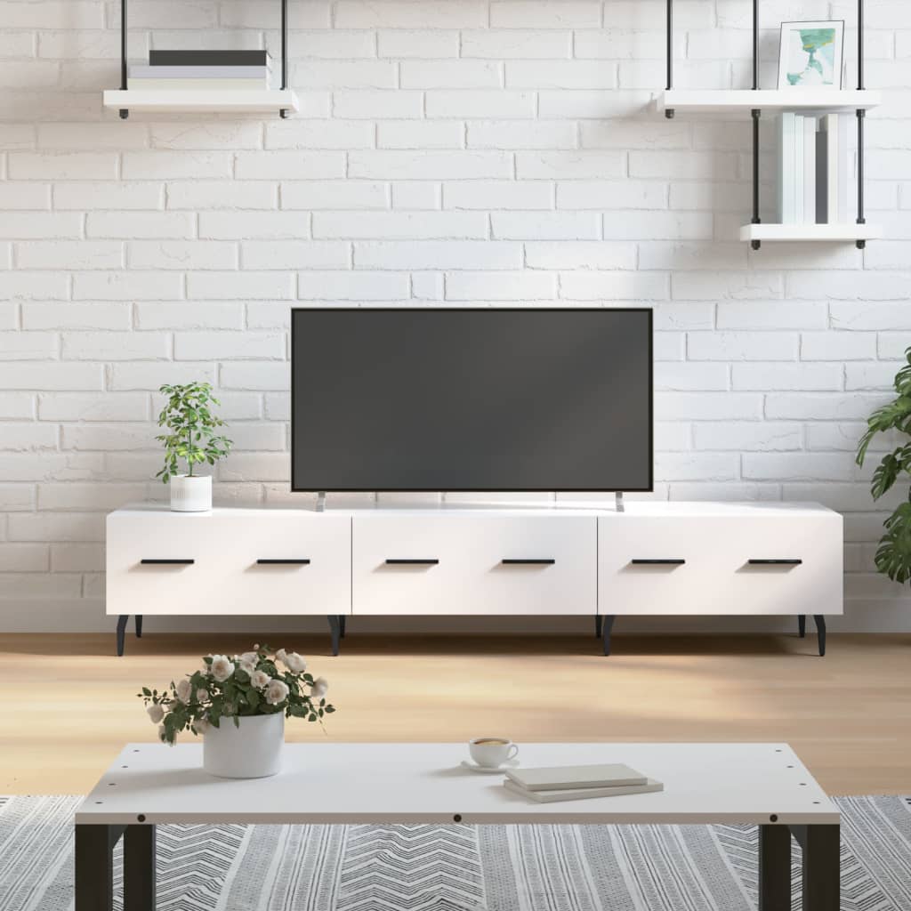 Mobile Porta TV Bianco Lucido 150x36x30 cm in Legno Multistrato 829166