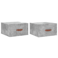 Comodini a Muro 2 pz Grigio Cemento 35x35x20 cm 829781