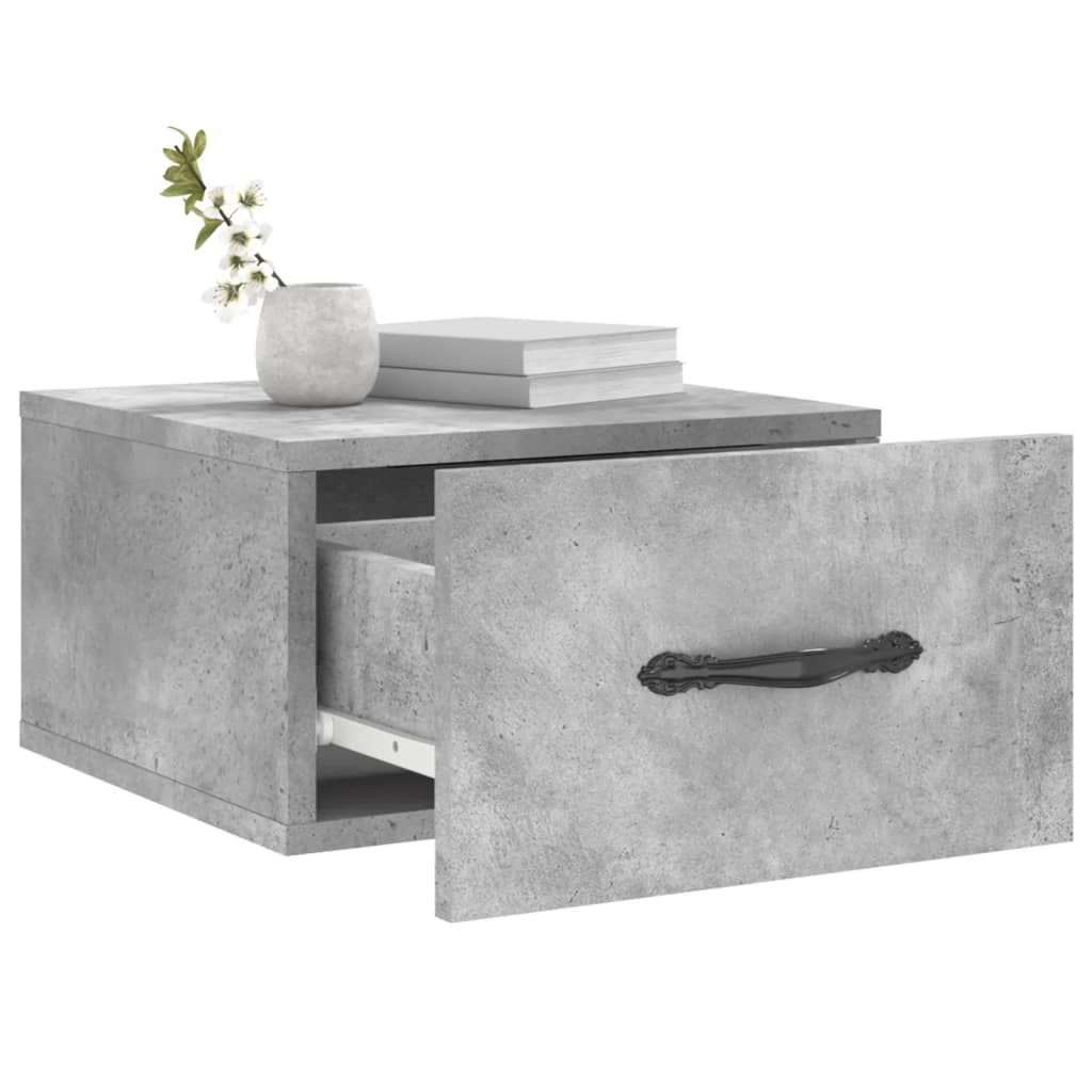 Comodini a Muro 2 pz Grigio Cemento 35x35x20 cm 829813