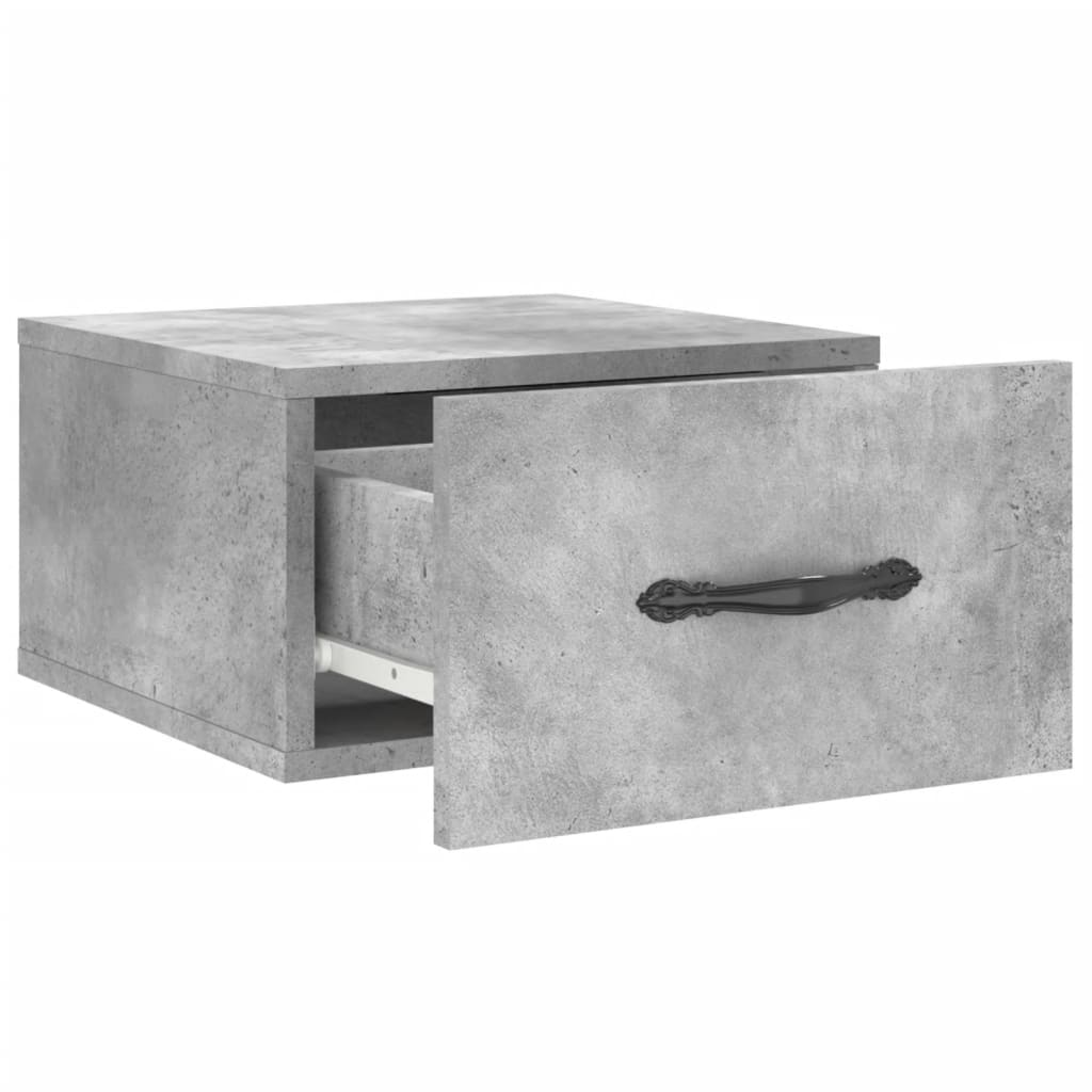 Comodini a Muro 2 pz Grigio Cemento 35x35x20 cm 829813