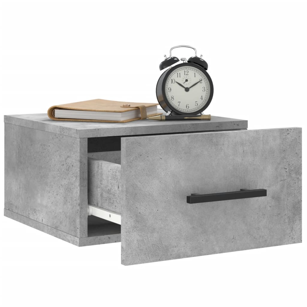 Comodino a Muro Grigio Cemento 35x35x20 cm 829876