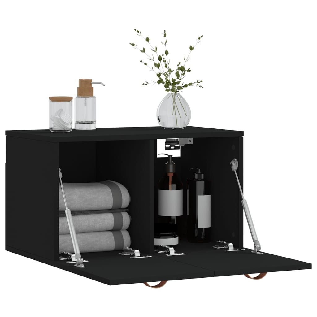 Mobile a Parete Nero 60x36,5x35 cm in Legno Multistrato 829997