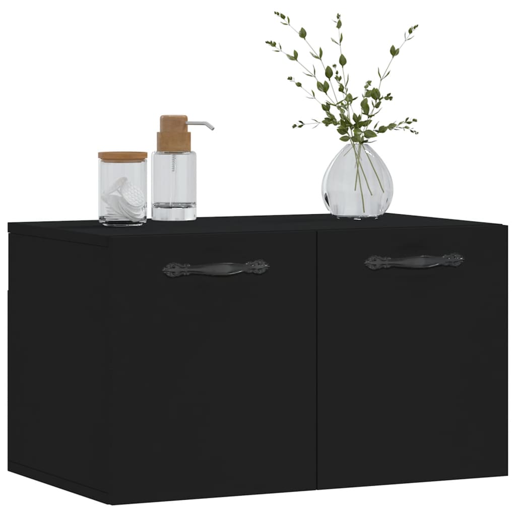 Mobile a Parete Nero 60x36,5x35 cm in Legno Multistrato 830013