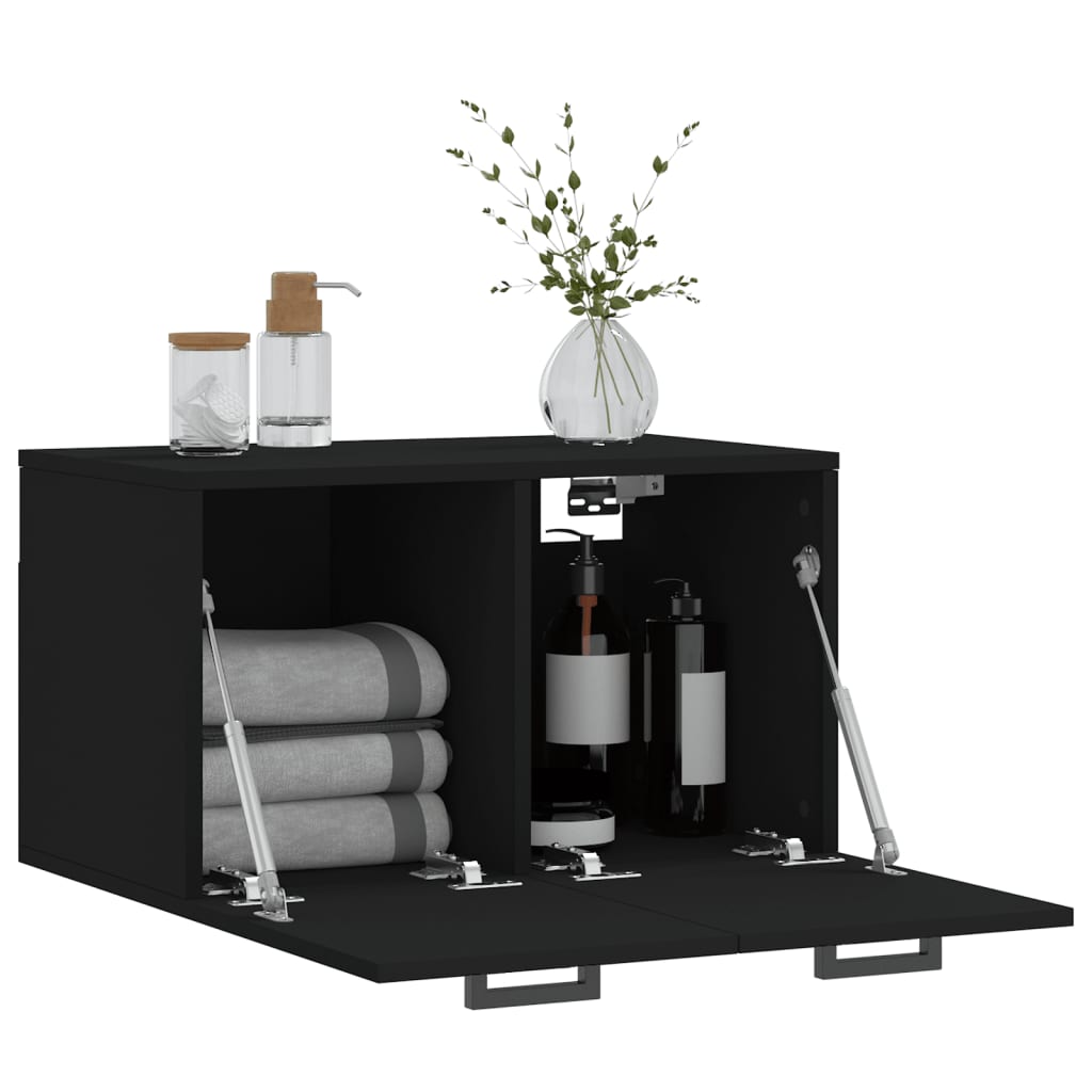 Mobile a Parete Nero 60x36,5x35 cm in Legno Multistrato 830029