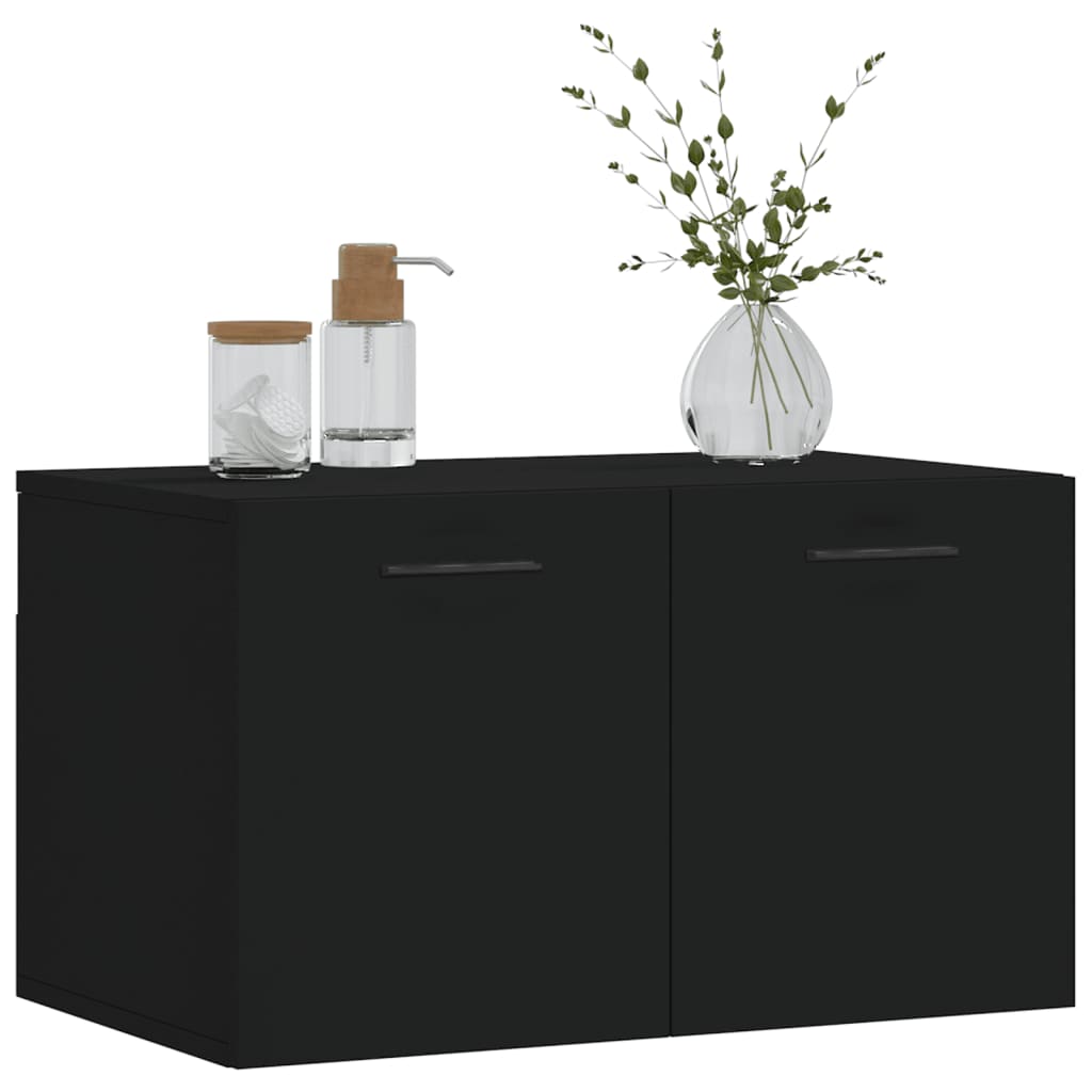 Mobile a Parete Nero 60x36,5x35 cm in Legno Multistrato 830037