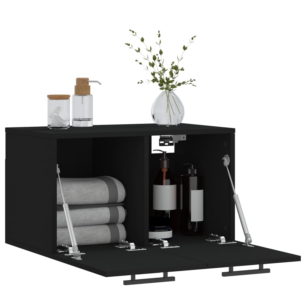 Mobile a Parete Nero 60x36,5x35 cm in Legno Multistrato 830045