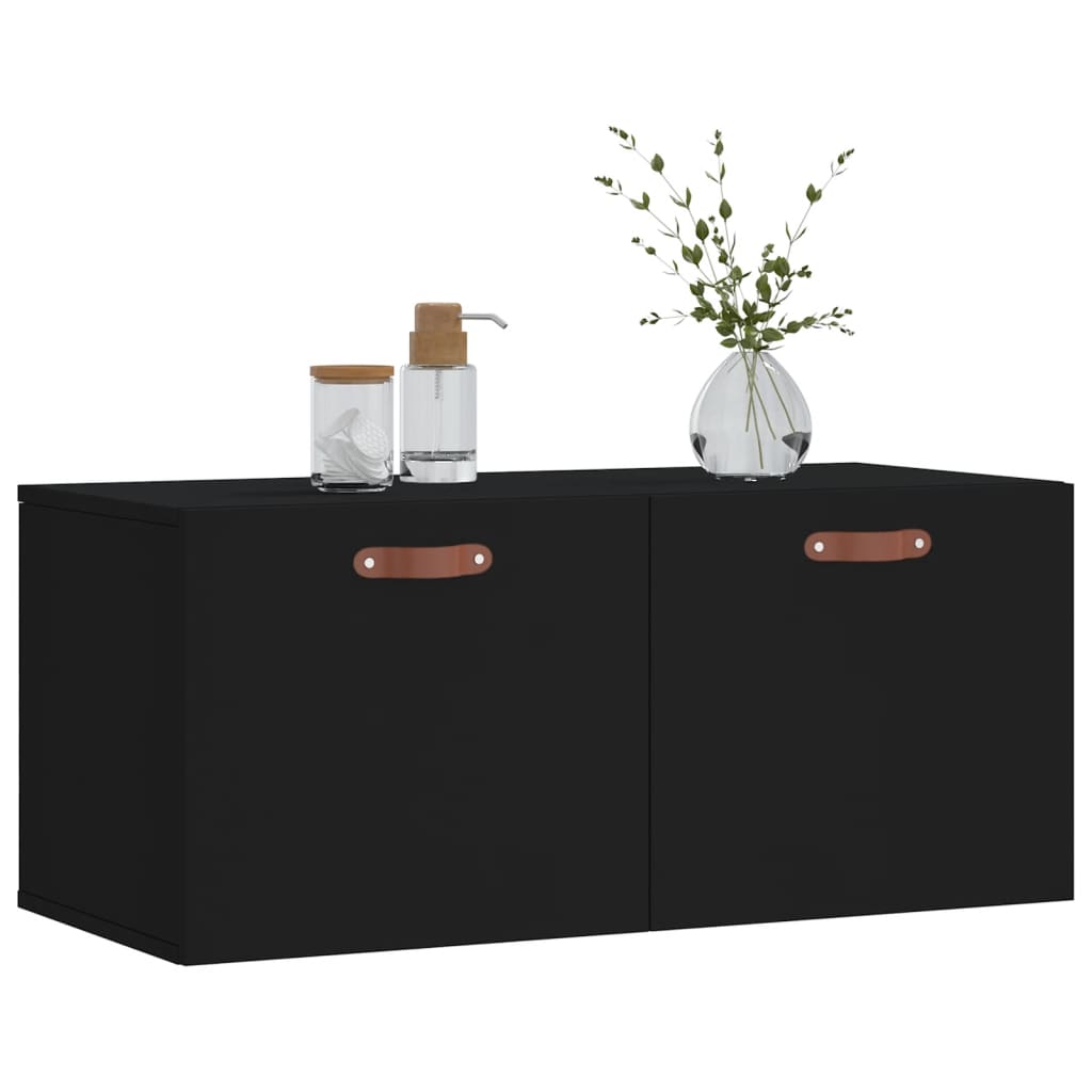 Mobile a Parete Nero 80x36,5x35 cm in Legno Multistrato 830053