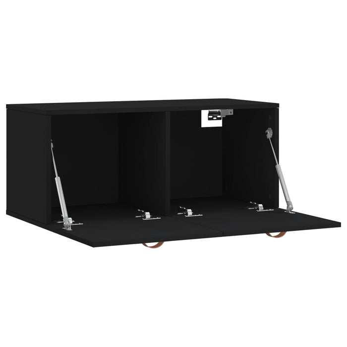 Mobile a Parete Nero 80x36,5x35 cm in Legno Multistrato 830053