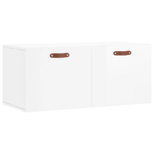 Mobile a Parete Bianco Lucido 80x36,5x35 cm Legno Multistrato 830054