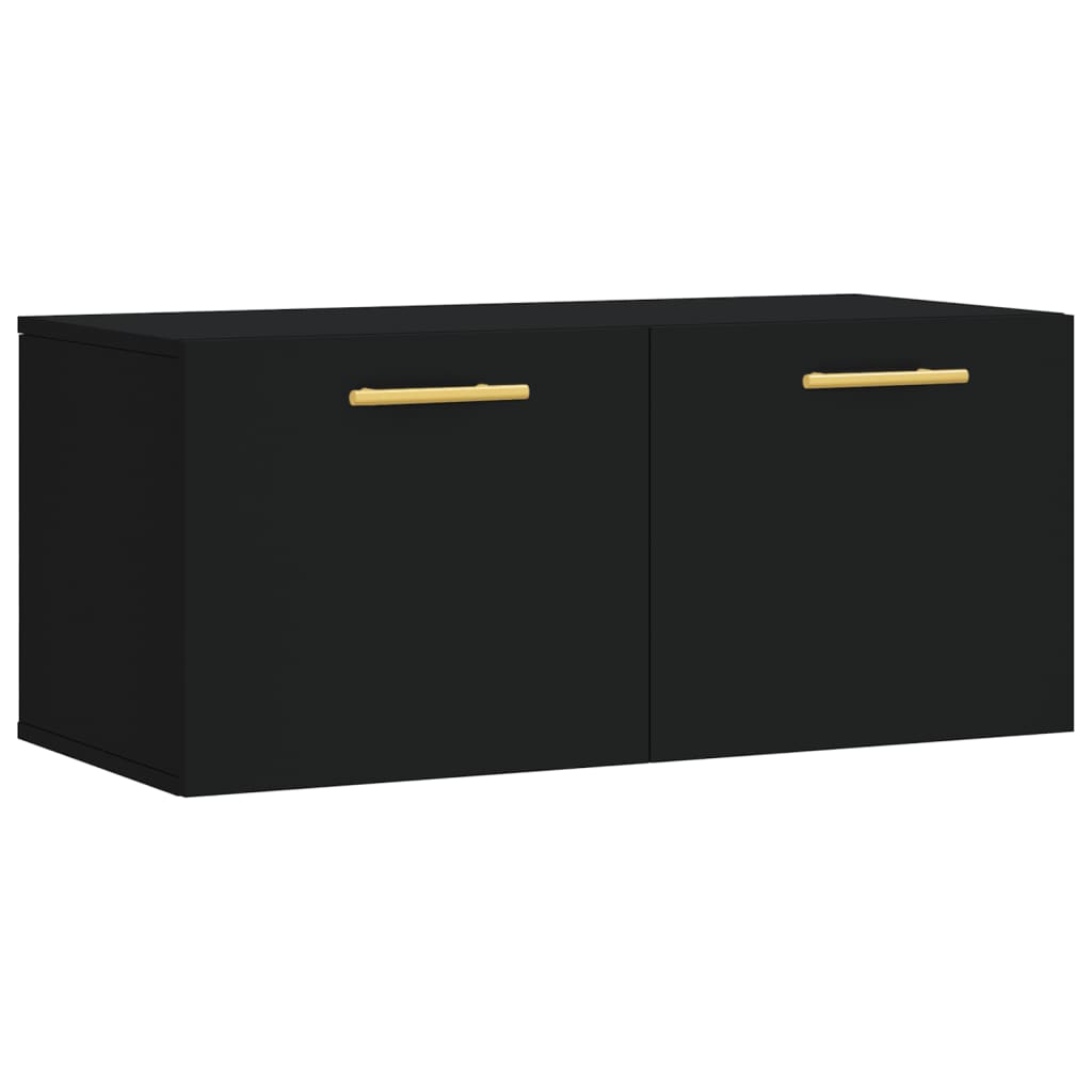 Mobile a Parete Nero 80x36,5x35 cm in Legno Multistrato 830061