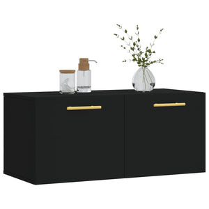 Mobile a Parete Nero 80x36,5x35 cm in Legno Multistrato 830061