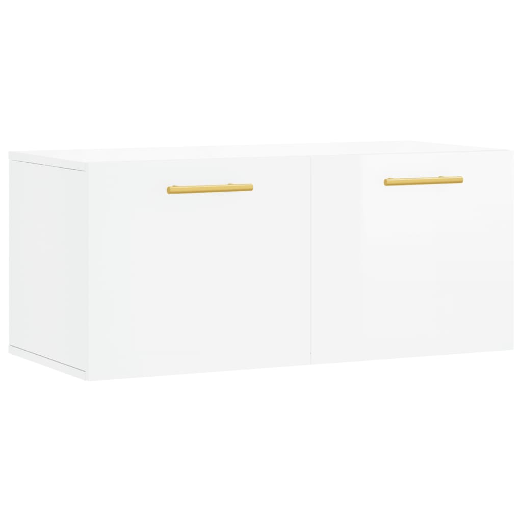 Mobile a Parete Bianco Lucido 80x36,5x35 cm Legno Multistratocod mxl 127911