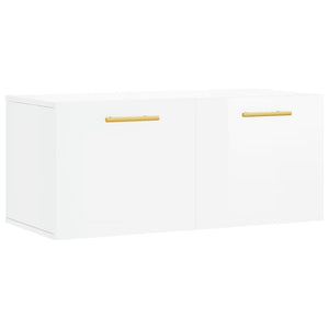 Mobile a Parete Bianco Lucido 80x36,5x35 cm Legno Multistratocod mxl 127911