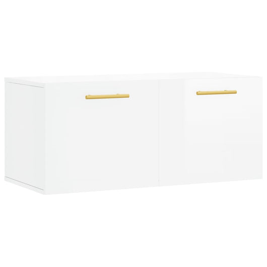 Mobile a Parete Bianco Lucido 80x36,5x35 cm Legno Multistratocod mxl 127911