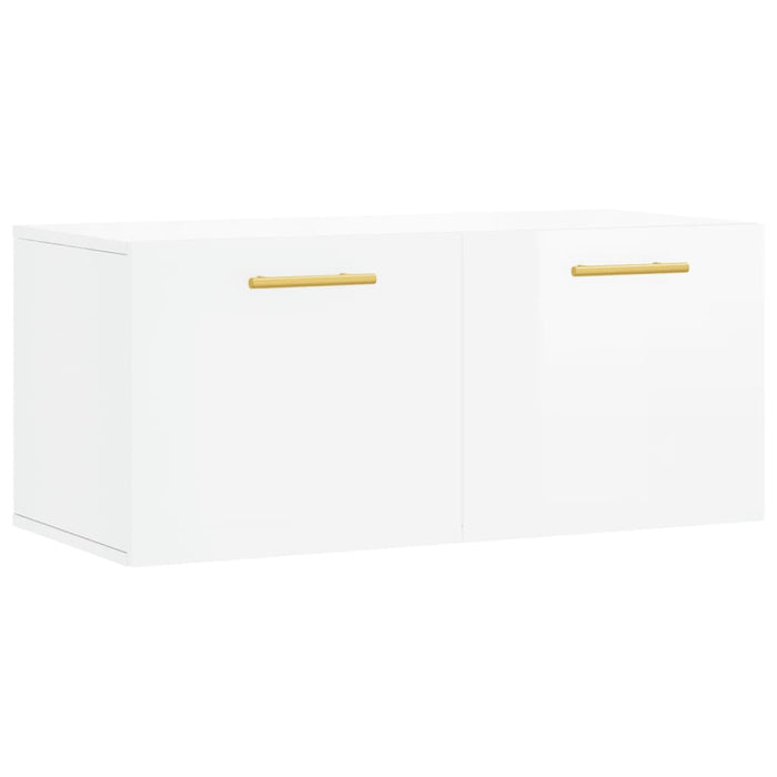 Mobile a Parete Bianco Lucido 80x36,5x35 cm Legno Multistratocod mxl 127911