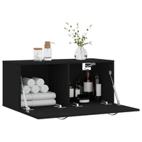 Mobile a Parete Nero 80x36,5x35 cm in Legno Multistrato 830069