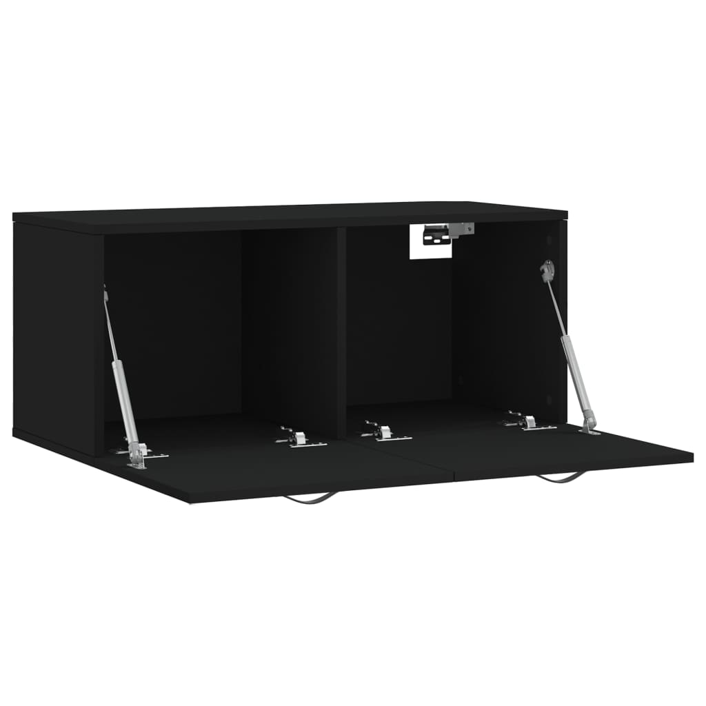 Mobile a Parete Nero 80x36,5x35 cm in Legno Multistrato 830069