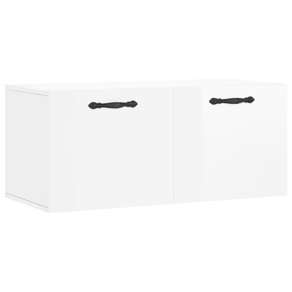 Mobile a Parete Bianco Lucido 80x36,5x35 cm Legno Multistrato 830070