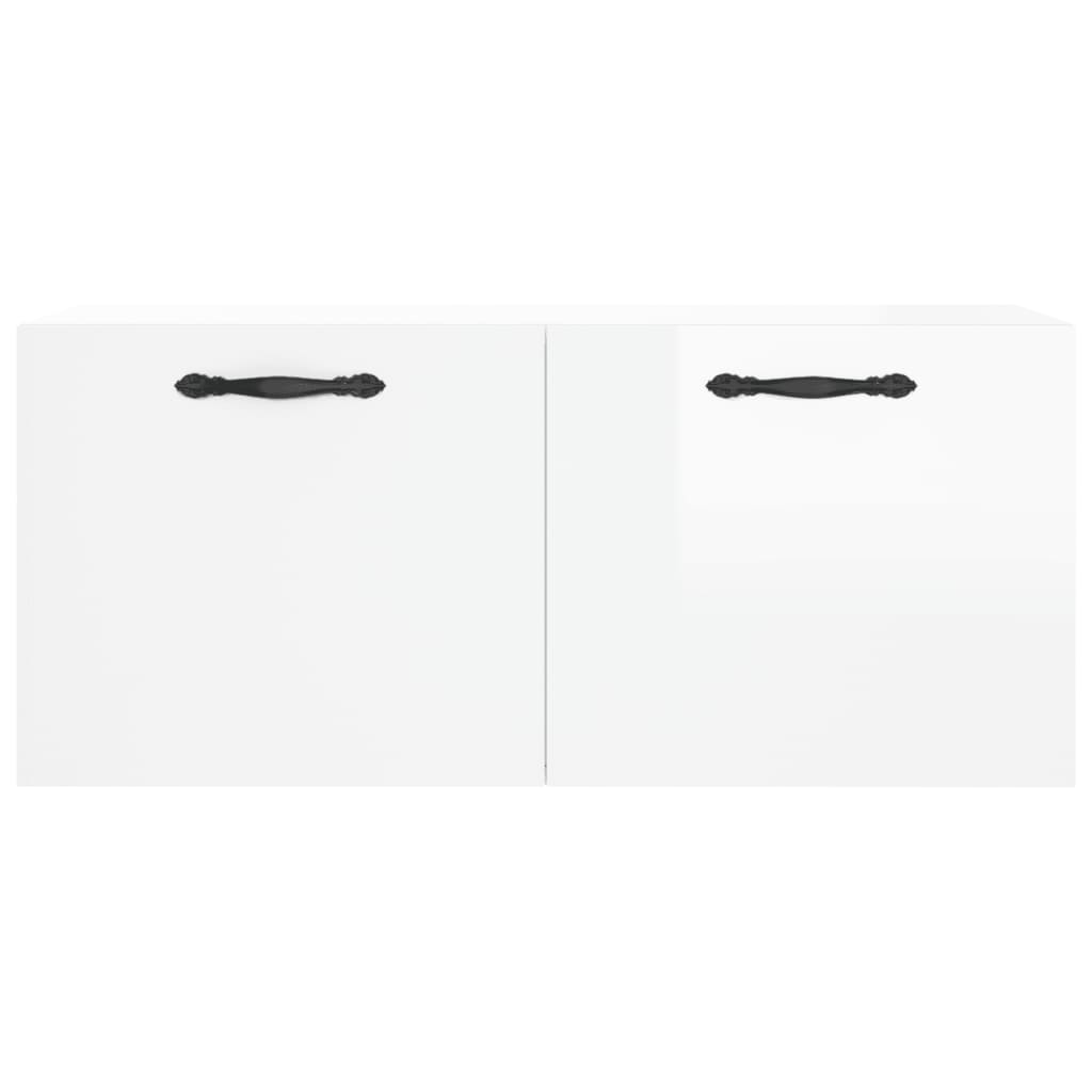 Mobile a Parete Bianco Lucido 80x36,5x35 cm Legno Multistrato 830070