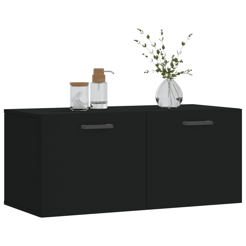 Mobile a Parete Nero 80x36,5x35 cm in Legno Multistrato 830077