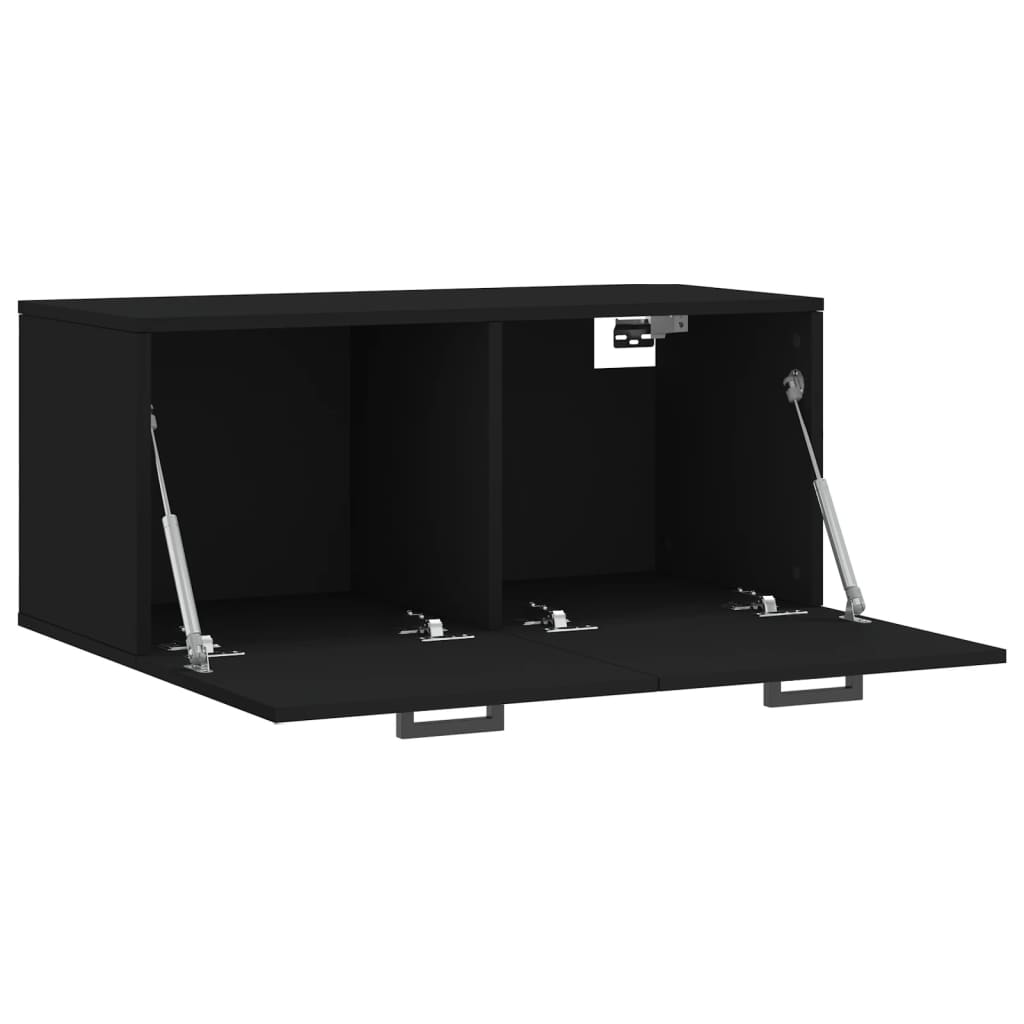 Mobile a Parete Nero 80x36,5x35 cm in Legno Multistrato 830077