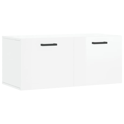 Mobile a Parete Bianco Lucido 80x36,5x35 cm Legno Multistrato 830078