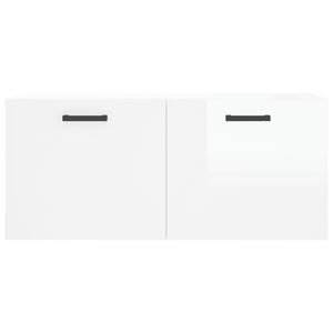 Mobile a Parete Bianco Lucido 80x36,5x35 cm Legno Multistrato 830078