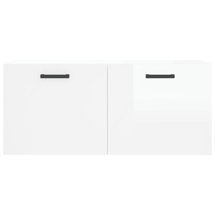 Mobile a Parete Bianco Lucido 80x36,5x35 cm Legno Multistrato 830078