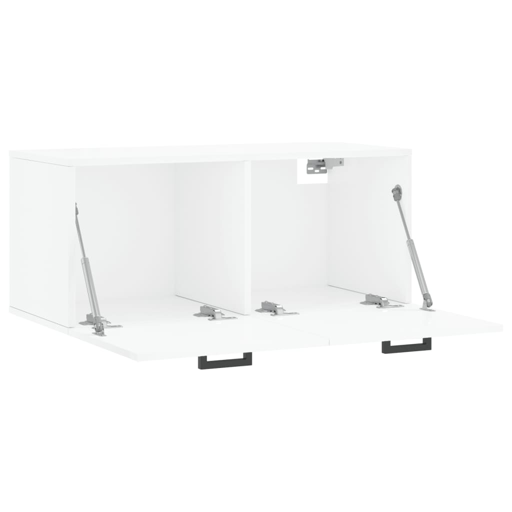 Mobile a Parete Bianco Lucido 80x36,5x35 cm Legno Multistrato 830078