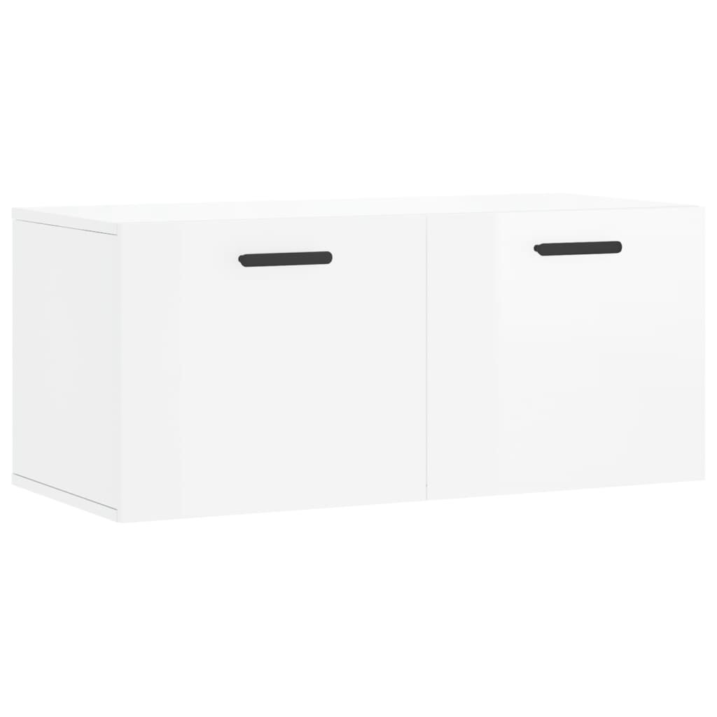 Mobile a Parete Bianco Lucido 80x36,5x35 cm Legno Multistratocod mxl 103927