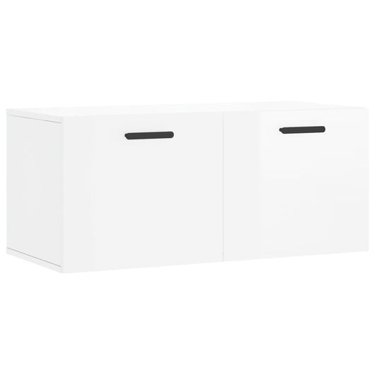 Mobile a Parete Bianco Lucido 80x36,5x35 cm Legno Multistrato 830086