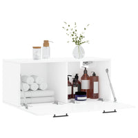 Mobile a Parete Bianco Lucido 80x36,5x35 cm Legno Multistrato 830086