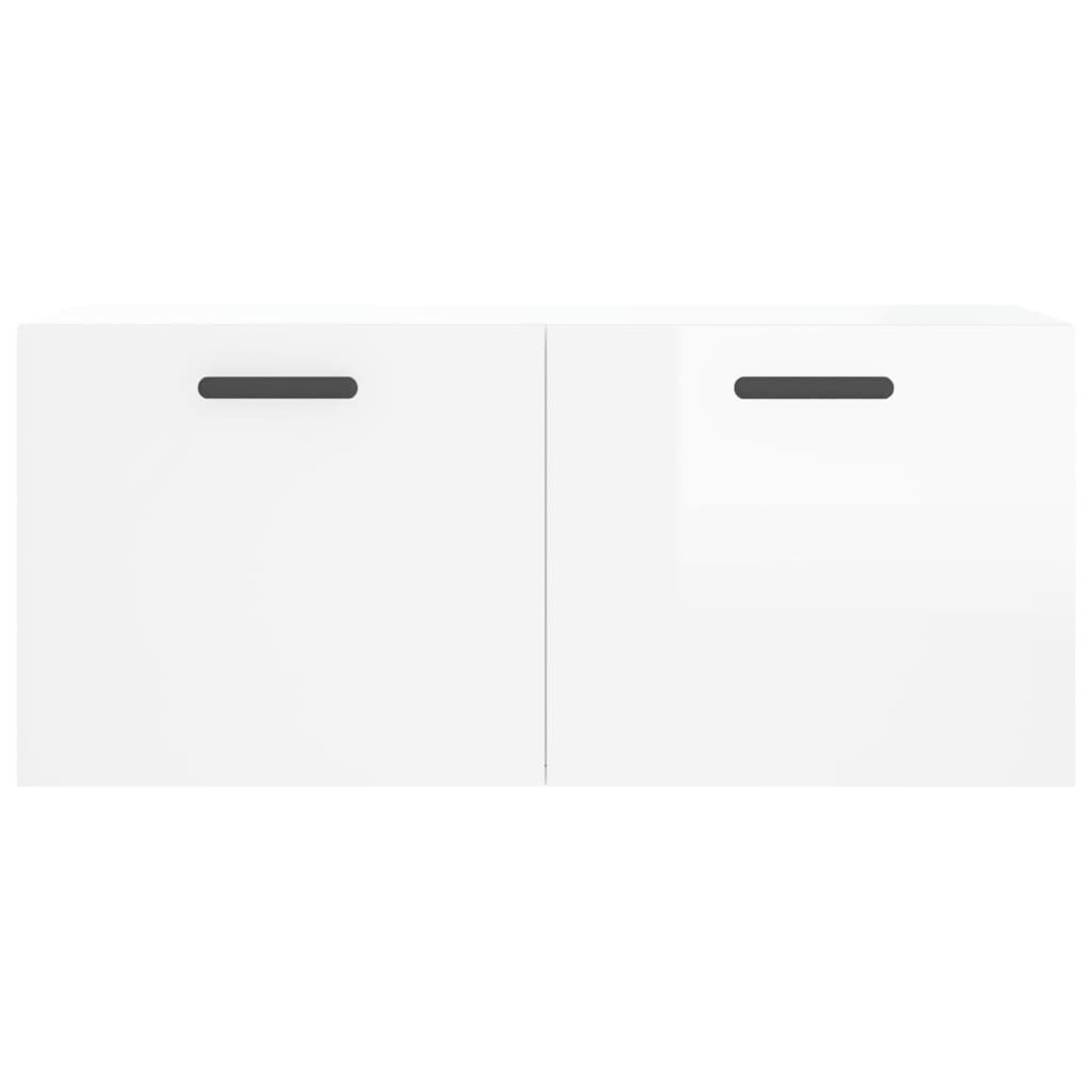 Mobile a Parete Bianco Lucido 80x36,5x35 cm Legno Multistrato 830086